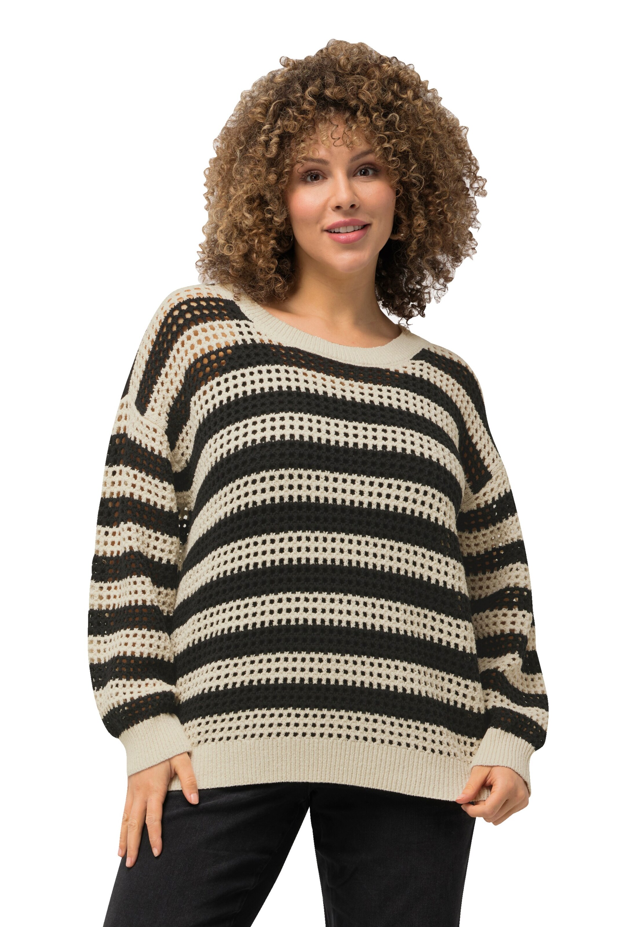 Pull-over Ulla Popken en beige : devant