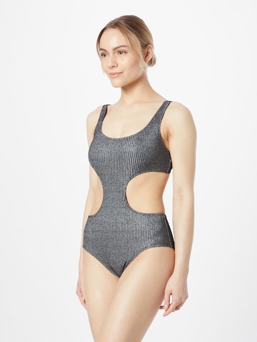 Solid & Striped Swimsuit 'THE SARAH' in Silver: front