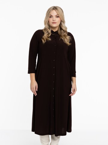 Yoek Shirt Dress 'Dolce' in Brown: front