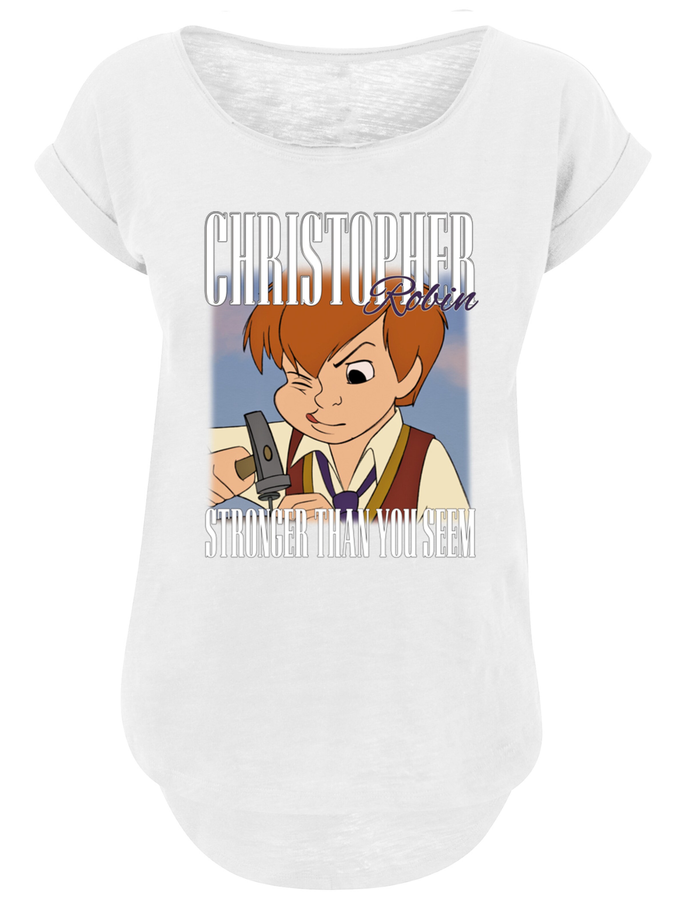 F4NT4STIC Shirt 'Disney Winnie Puuh Der Bär Christopher Robin Montage' in Wit: voorkant