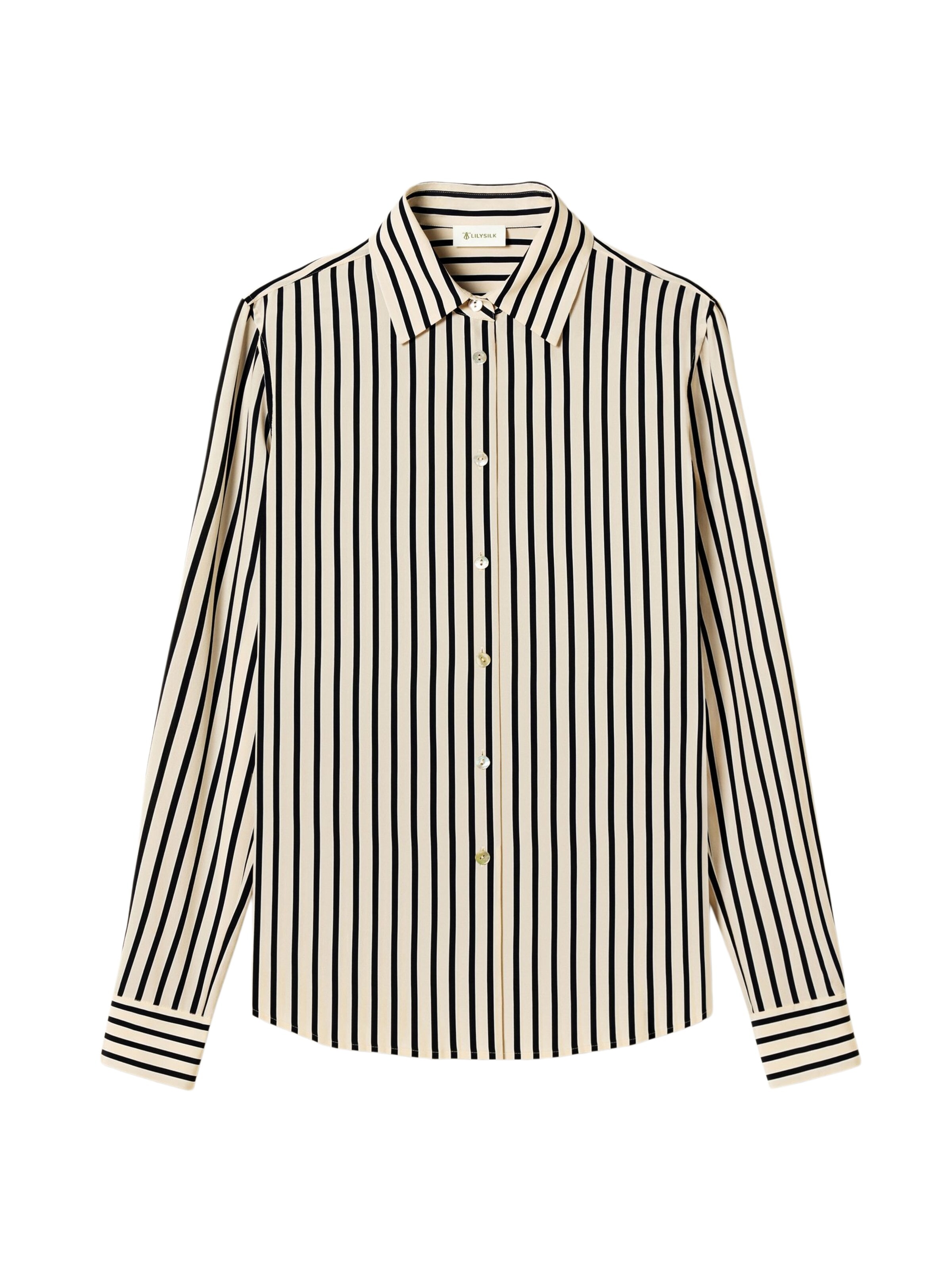 Lilysilk Blouse 'Gestreiftes Seidenbluse' in Beige: voorkant