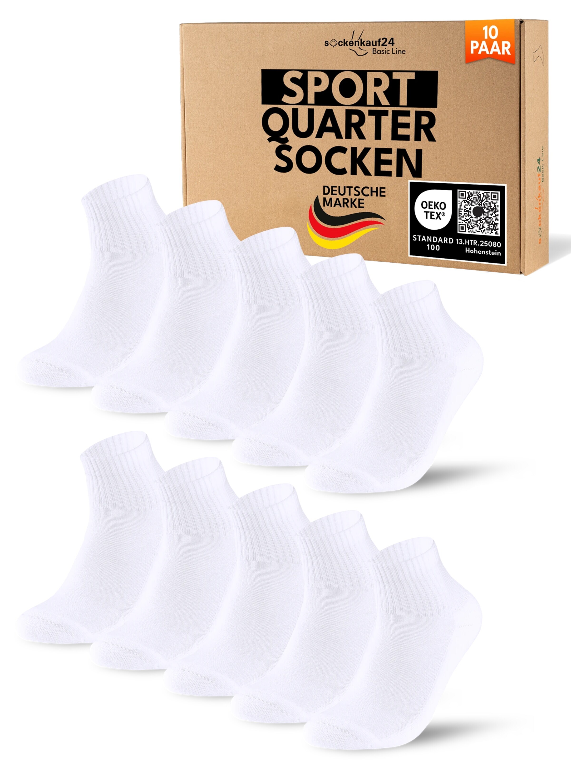 sockenkauf24 Athletic Socks 'Quarter Tennissocken' in 35-38 in White, Item view