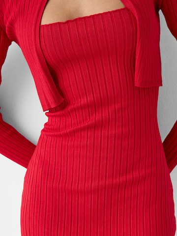 Bershka Pletena obleka | rdeča barva