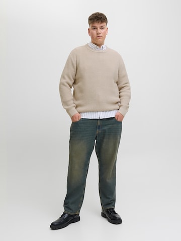 Jack & Jones Plus Свитер 'JJGLOBAL' в Бежевый