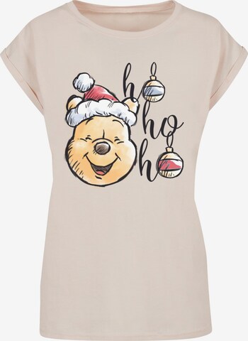 ABSOLUTE CULT Shirt 'Winnie The Pooh - Ho Ho Ho Baubles' in Beige: voorkant