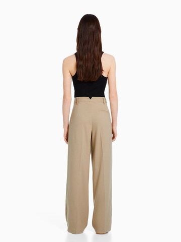 Wide Leg Pantalon à pince Bershka en gris