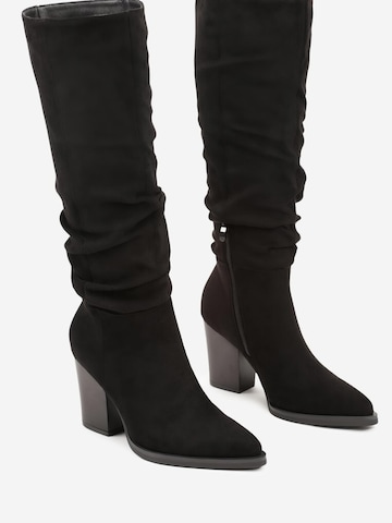 Boots 'Bottes bout pointu effet plissé à talon bloc - noir' VERA Collection en noir