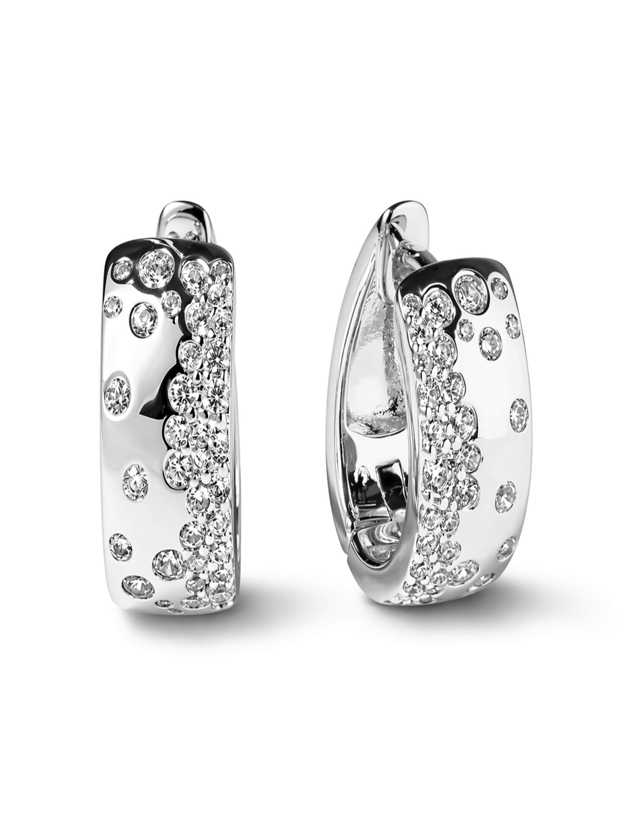 ROUGEMONT Jewellery Ohrringe 'Funkelnde Creolen Ohrringe 925 Sterling Silber'‌‌‌‌‌‌ in Silber: Vorderseite