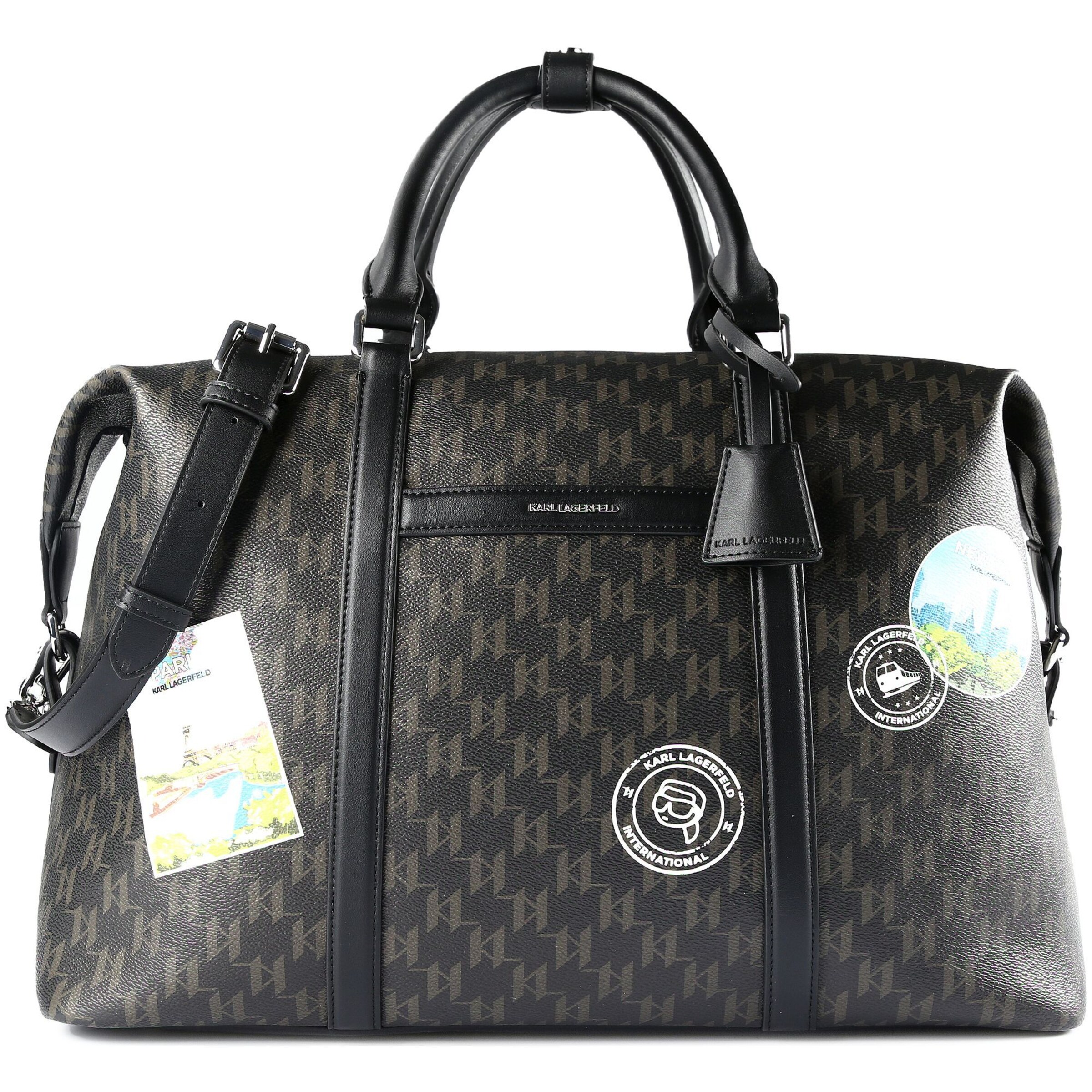 Karl Lagerfeld Sac week-end 'Ikon' en bleu clair / noisette / brun foncé / blanc, Vue avec produit