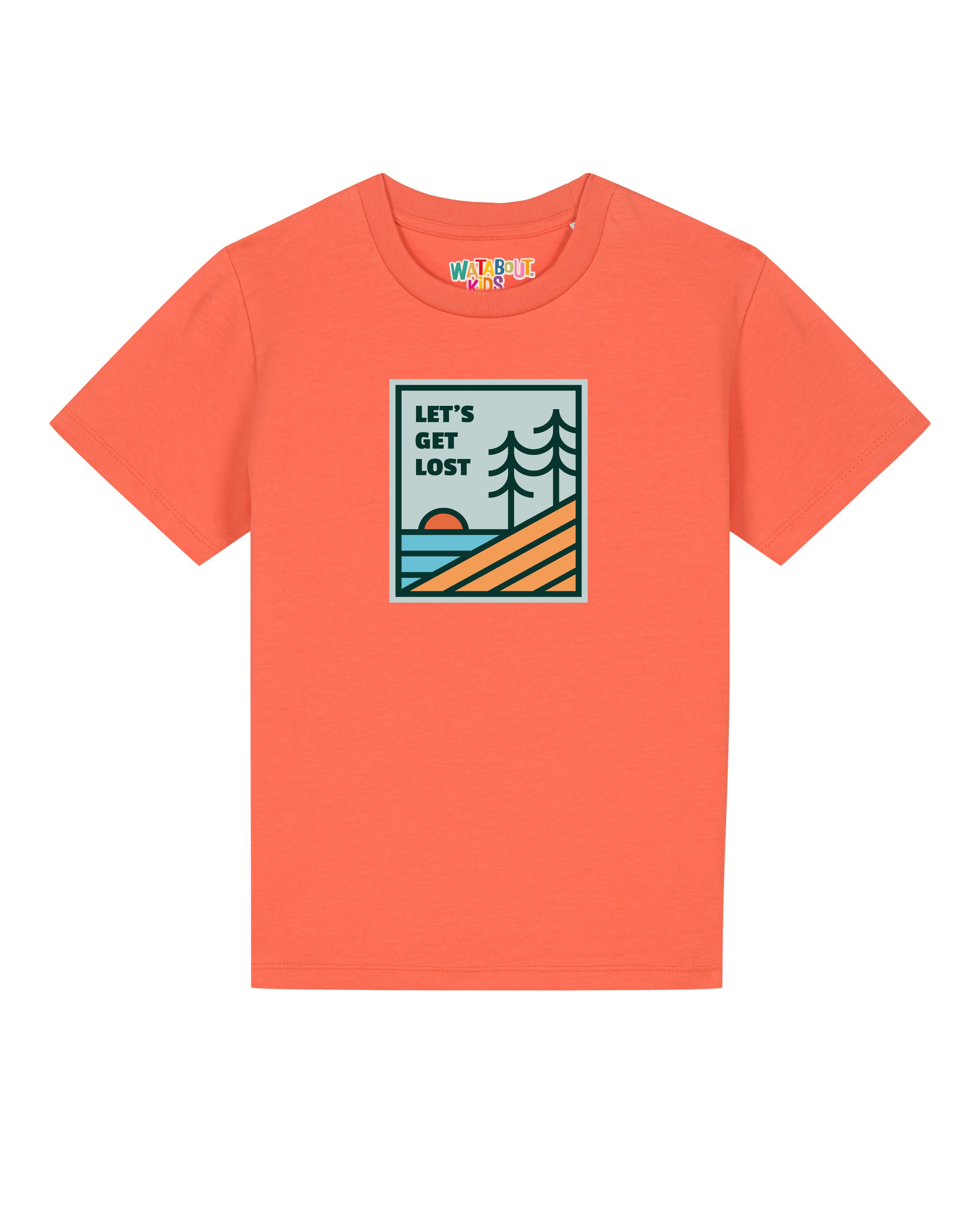 watabout.kids Shirt 'Let's Get Lost' in Orange: front