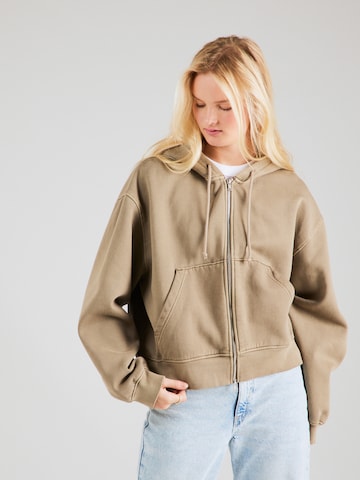 WEEKDAY Zip-Up Hoodie in Beige: front