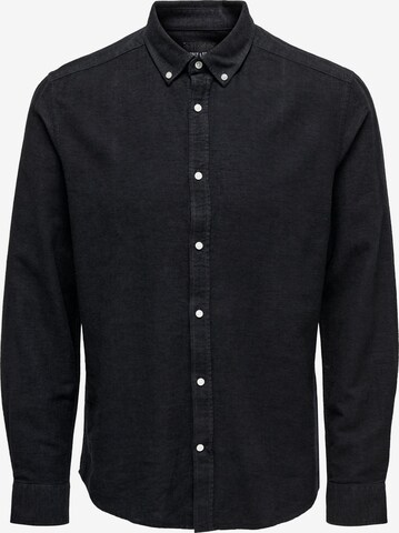 Coupe regular Chemise 'Arlo' Only & Sons en noir : devant