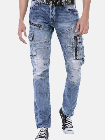 CIPO & BAXX Regular Jeanshose 'CD679', Straight Leg in trendiger Used-Optik in Blau: Vorderseite