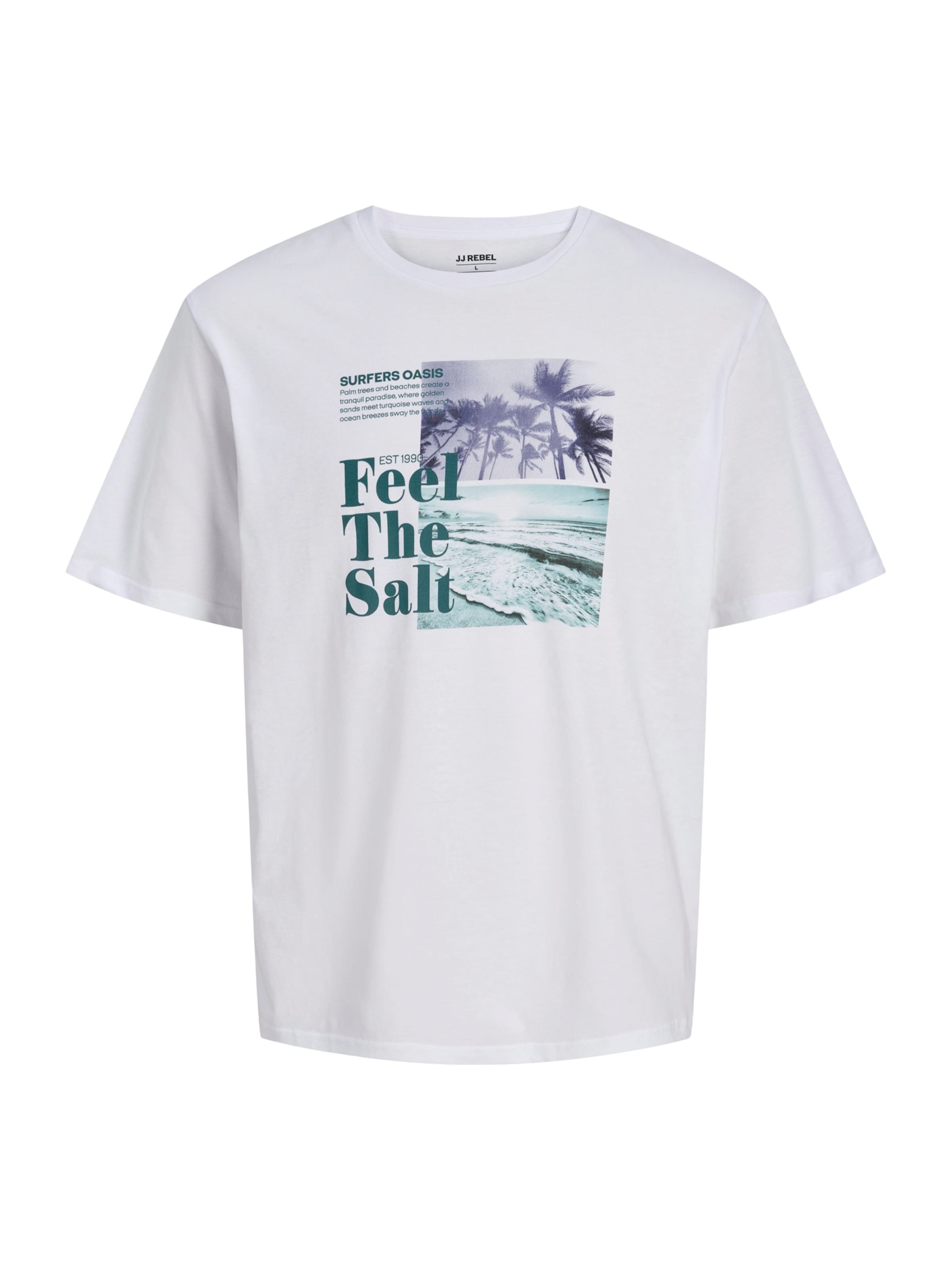 JJ Rebel Majica 'JREBMILES' | bela barva: sprednja stran