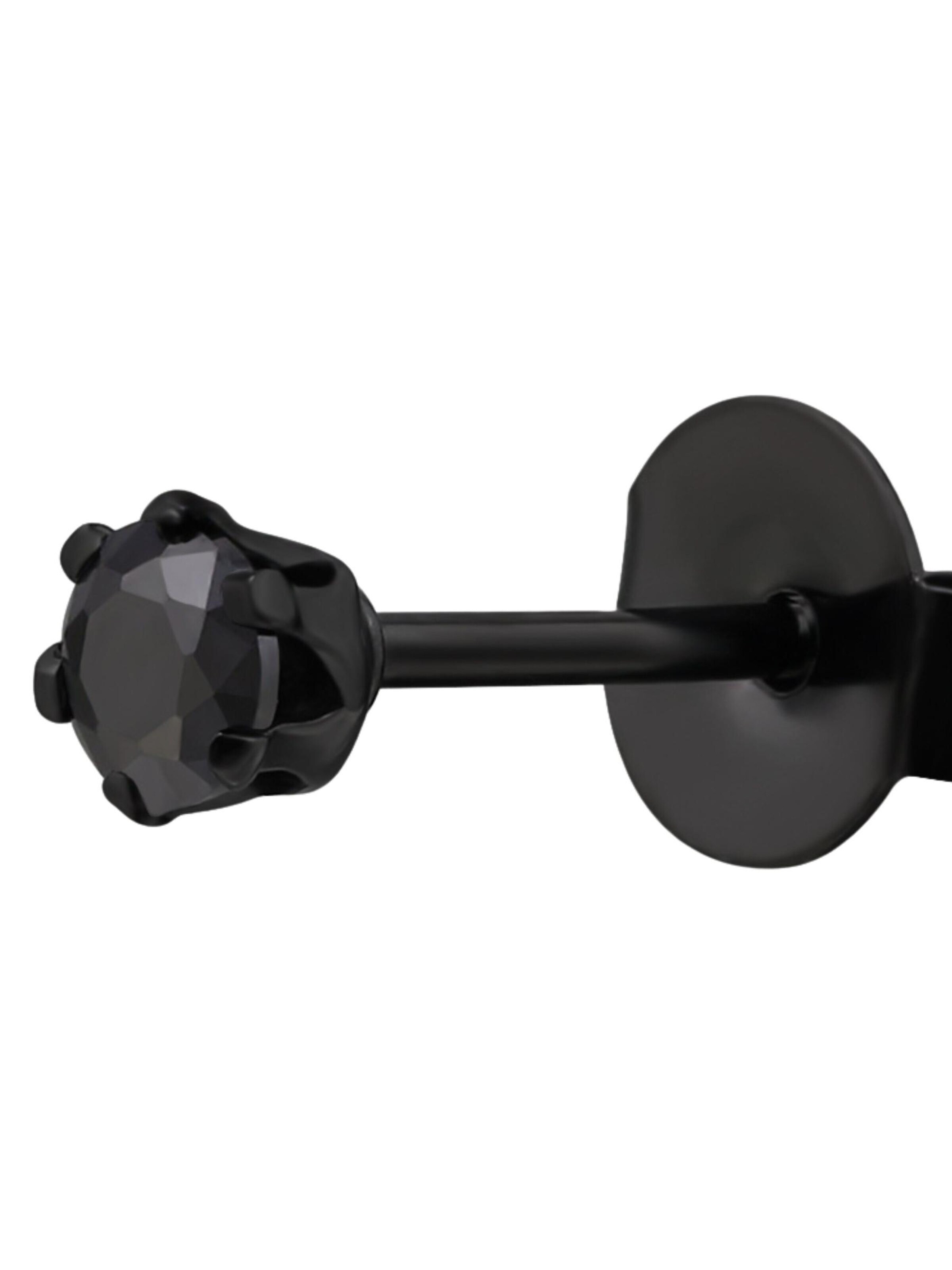 Boucles d'oreilles 'Runde 3 mm Ohrstecker aus Edelstahl mit Zirkonia' Maxte en noir