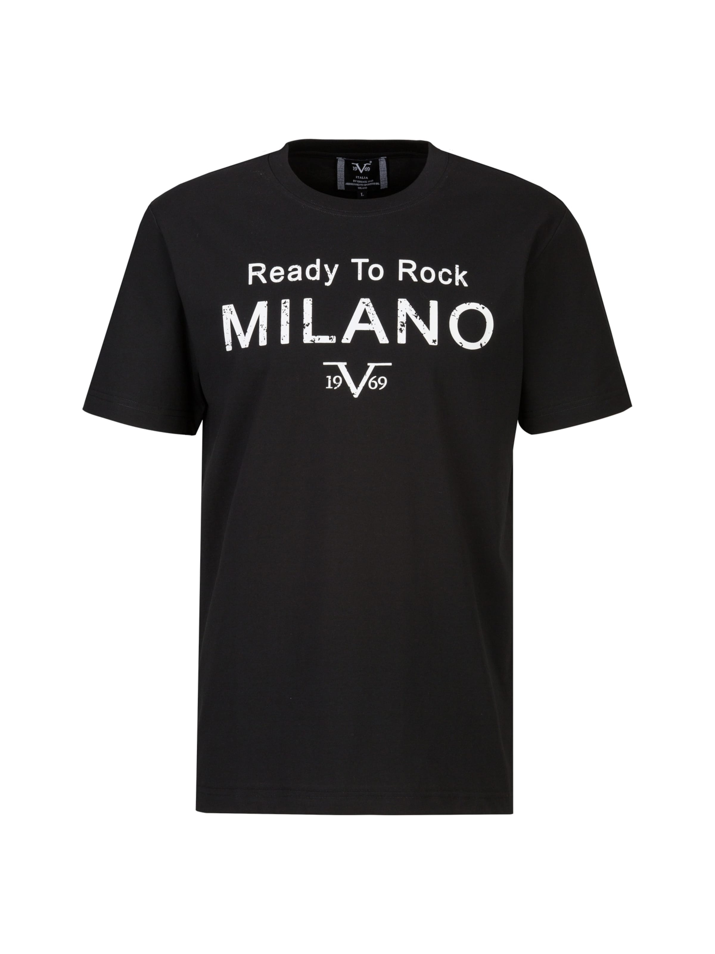 T-Shirt 'Rafael Ready To Rock' 19V69 ITALIA en noir : devant
