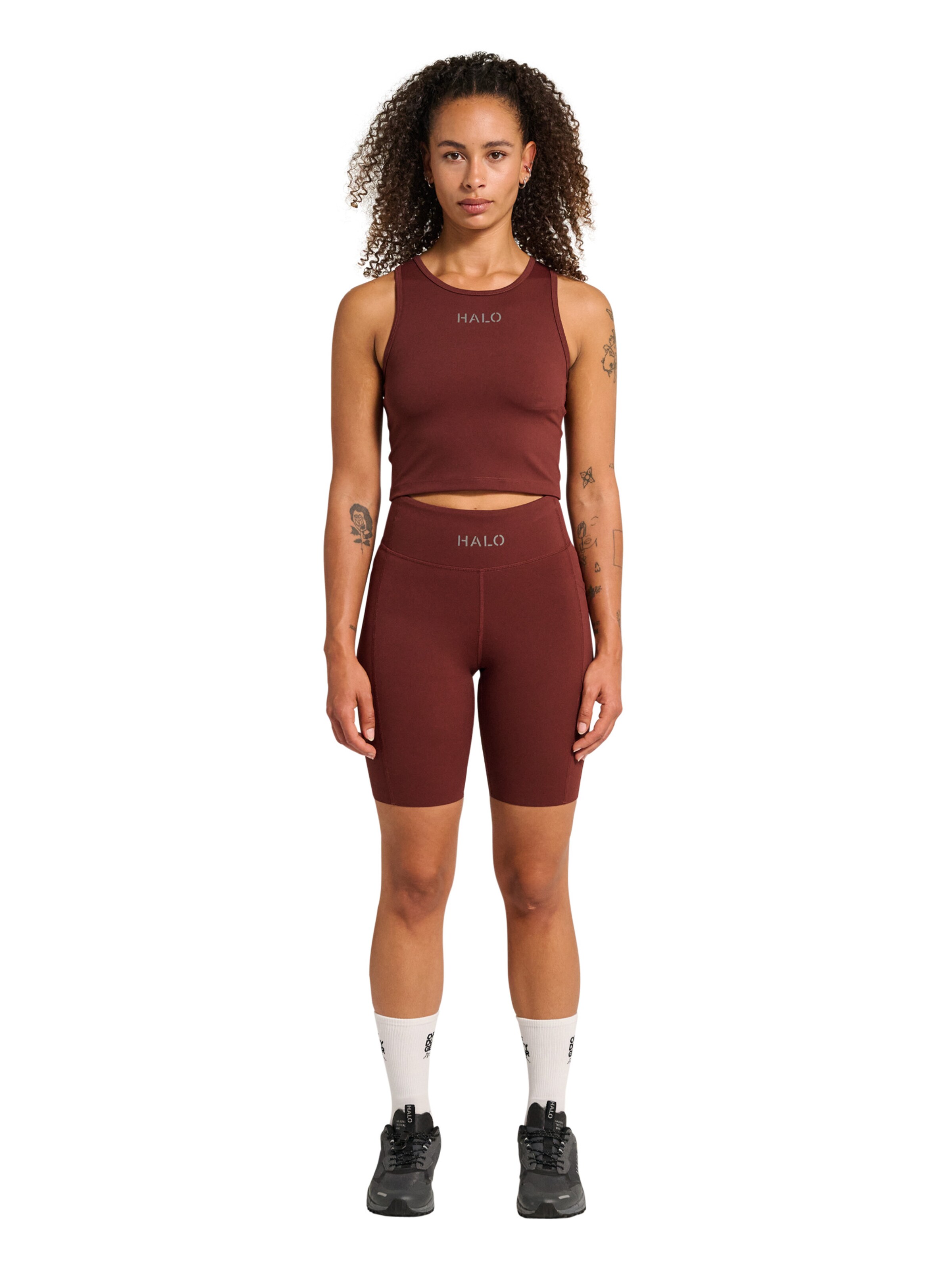 HALO Skinny Workout Pants in Brown: front