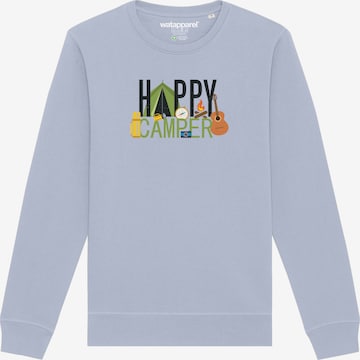 Sweat-shirt ' Happy Camper ' Watapparel en bleu : devant