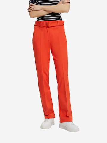 ESPRIT Slim fit Pleated Pants in Orange