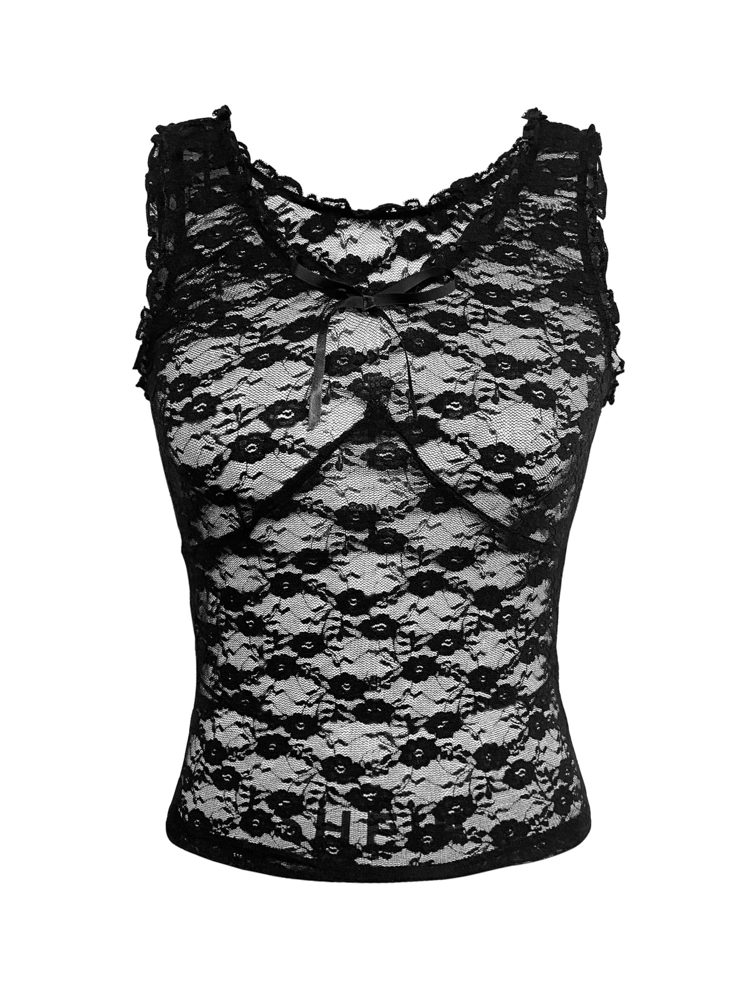 Haut 'Lace Tops' MEETWEE en noir : devant