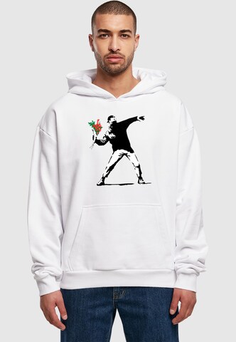 Merchcode Sweatshirt 'Banksy - Love Is In The Air' in Wit: voorkant