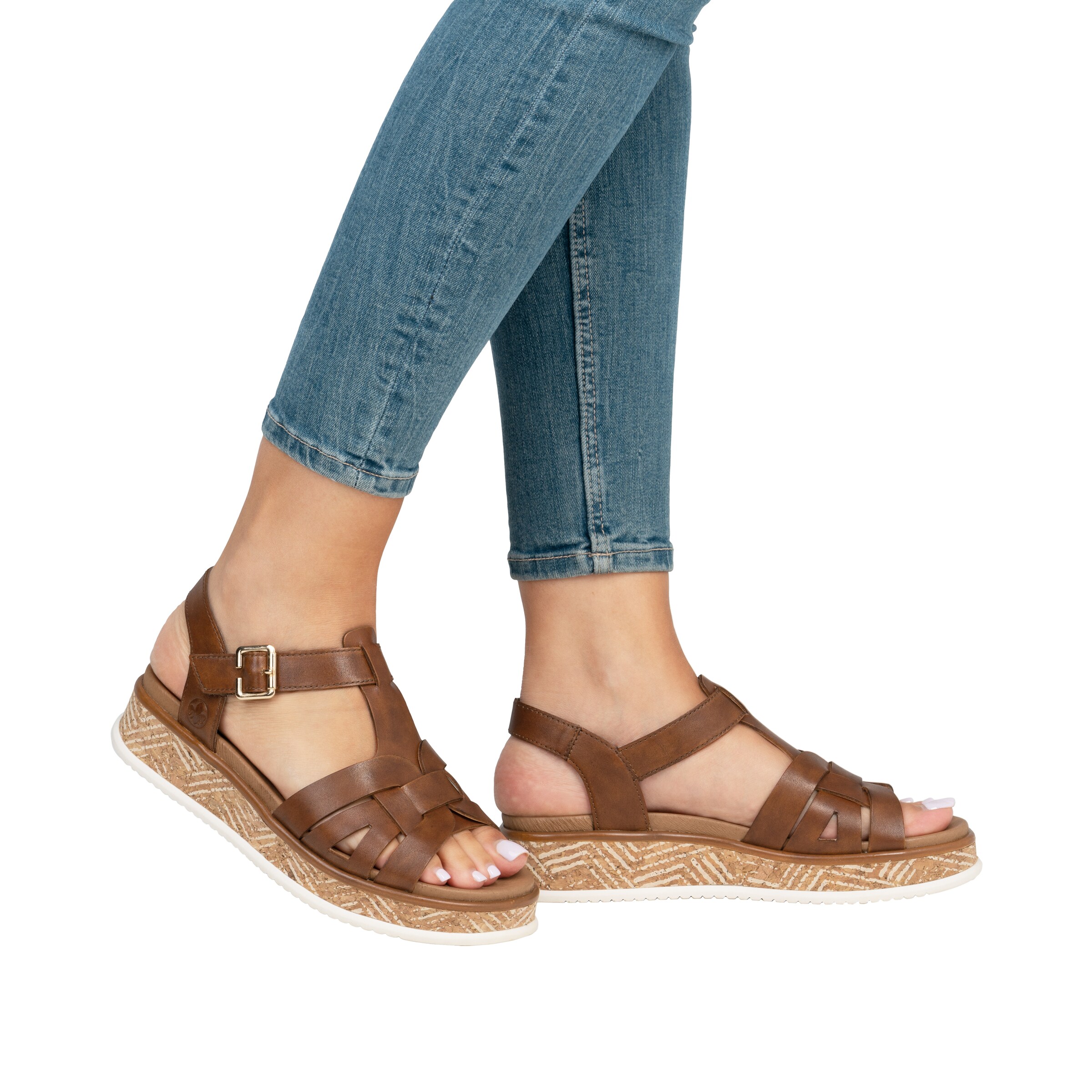 Rieker Strap Sandals in Brown