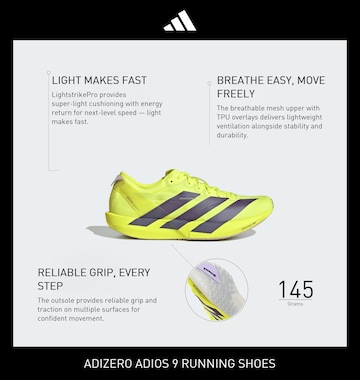 Scarpa da corsa 'Adizero Adios 9' di ADIDAS PERFORMANCE in giallo
