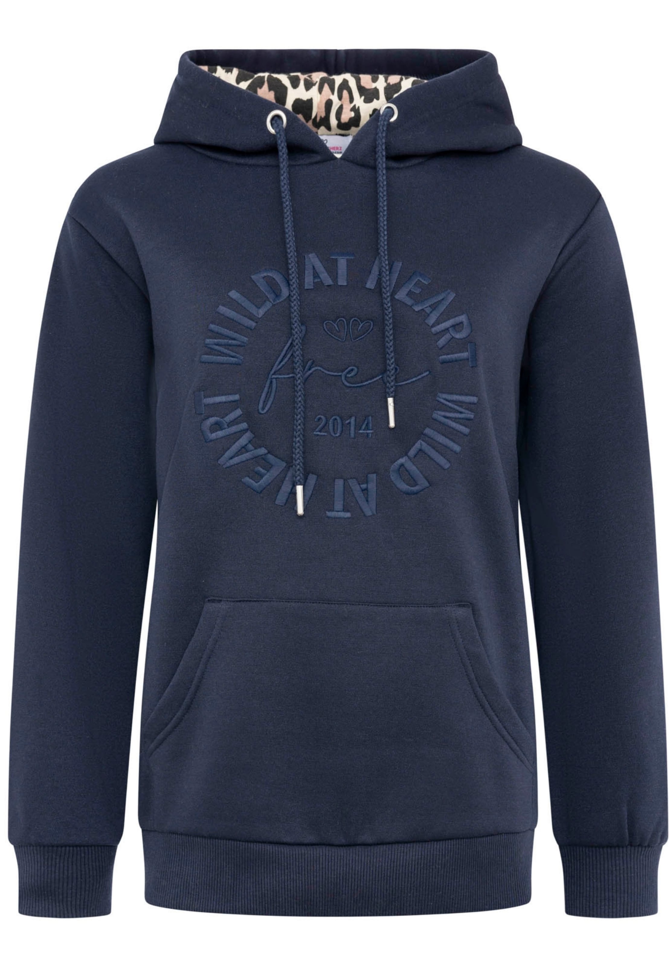 Zwillingsherz Sweatshirt 'WILD AT HEART' in Blauw: voorkant
