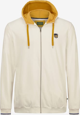 Charles Colby Zip-Up Hoodie in White: front