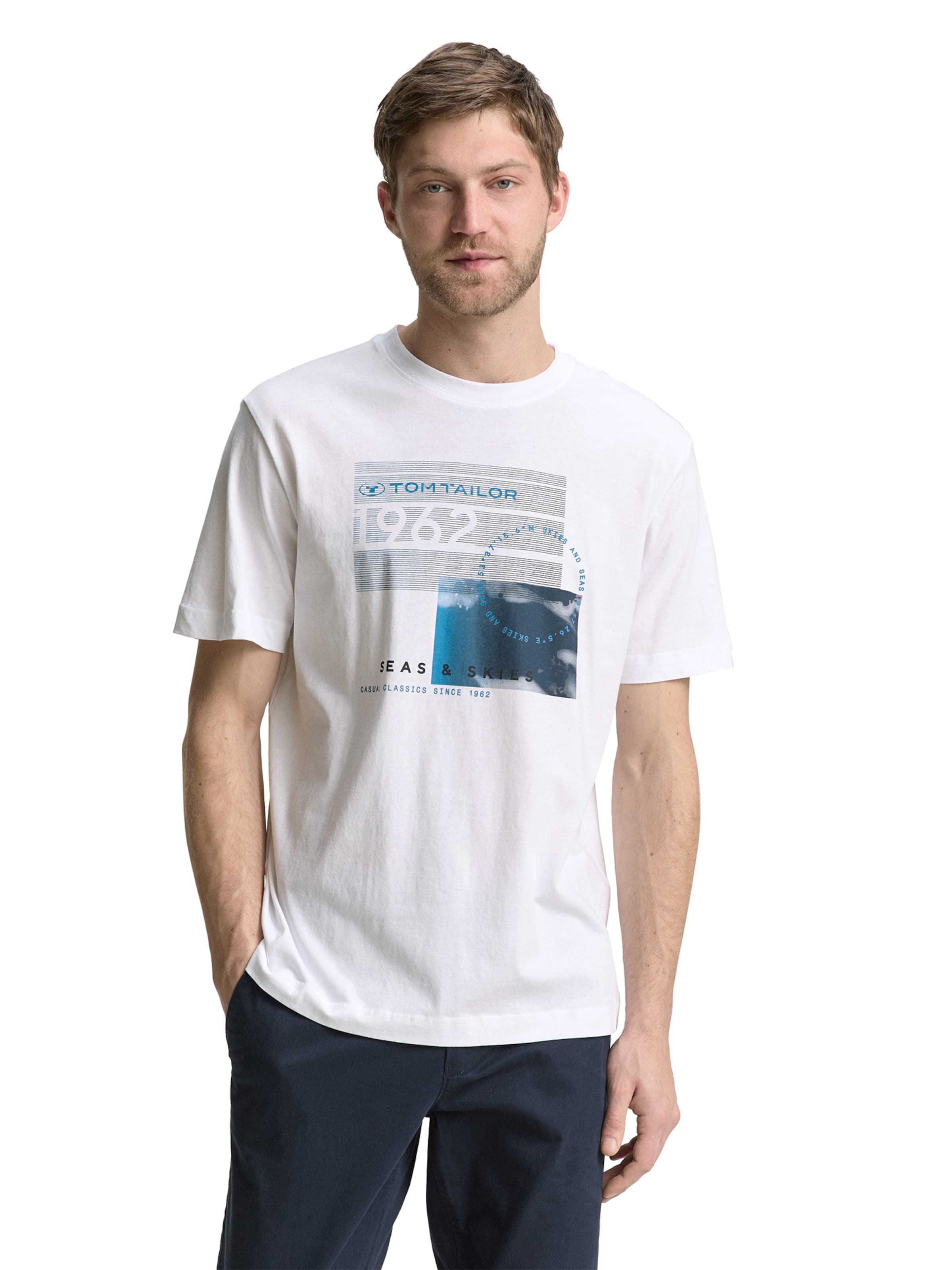 TOM TAILOR Majica | bela barva: sprednja stran