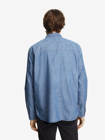ESPRIT Comfort fit Button Up Shirt in Blue