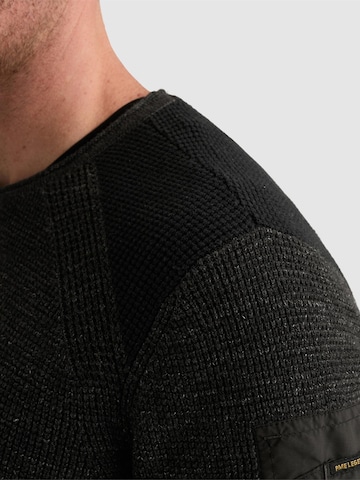 PME Legend Trui 'Pullover in cotton mélange with flight pocket' in Zwart