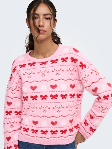 ONLY - Jersey 'ONLXMAS SNOWIE' en rosa