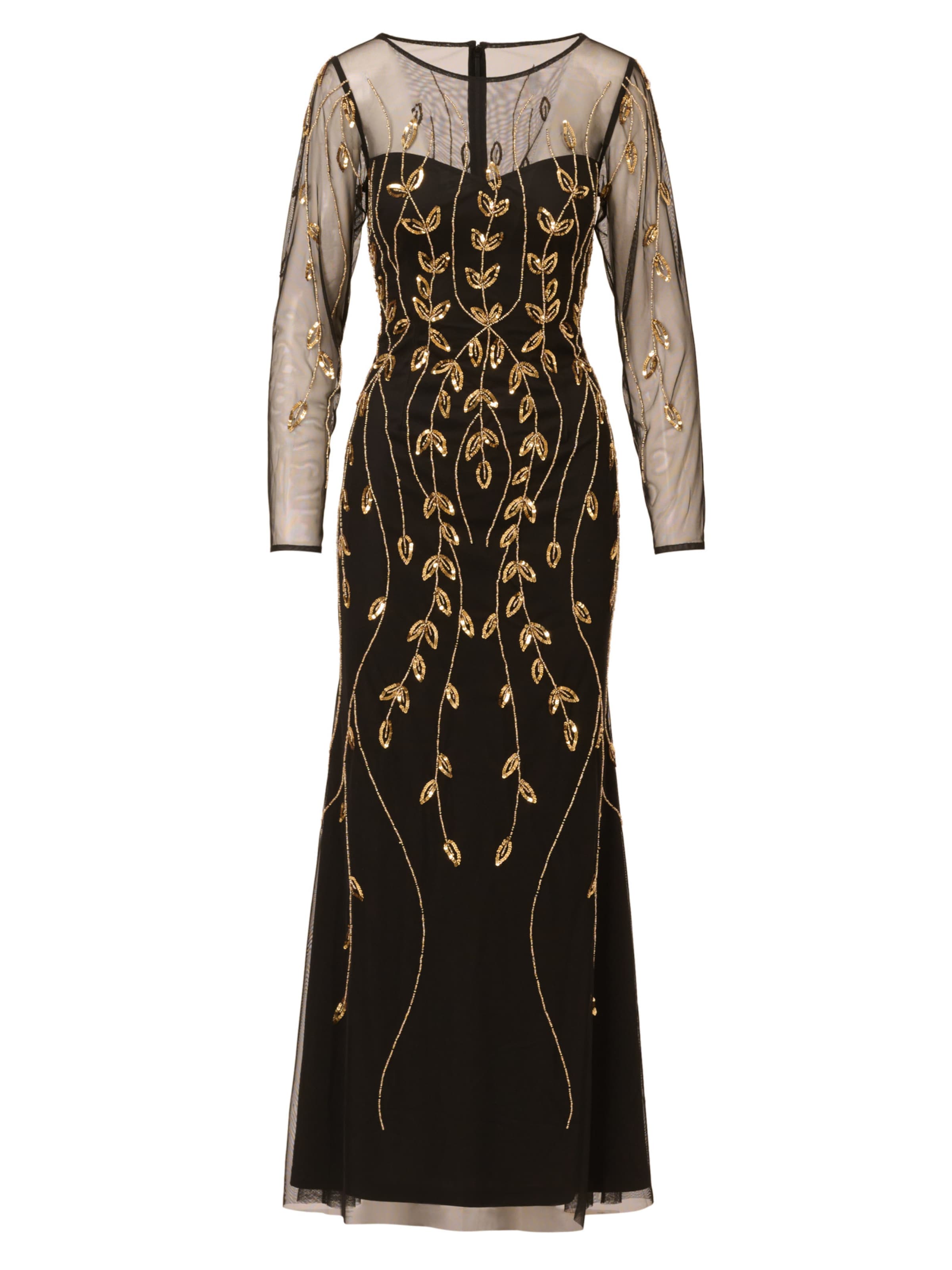 Adrianna Papell Avondjurk '	Long Sleeve Beaded Dress' in Zwart: voorkant