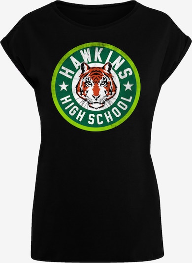 F4NT4STIC T-shirt 'Stranger Things Hawkins Tiger Circle Netflix TV Series' en caramel / vert / noir / blanc, Vue avec produit