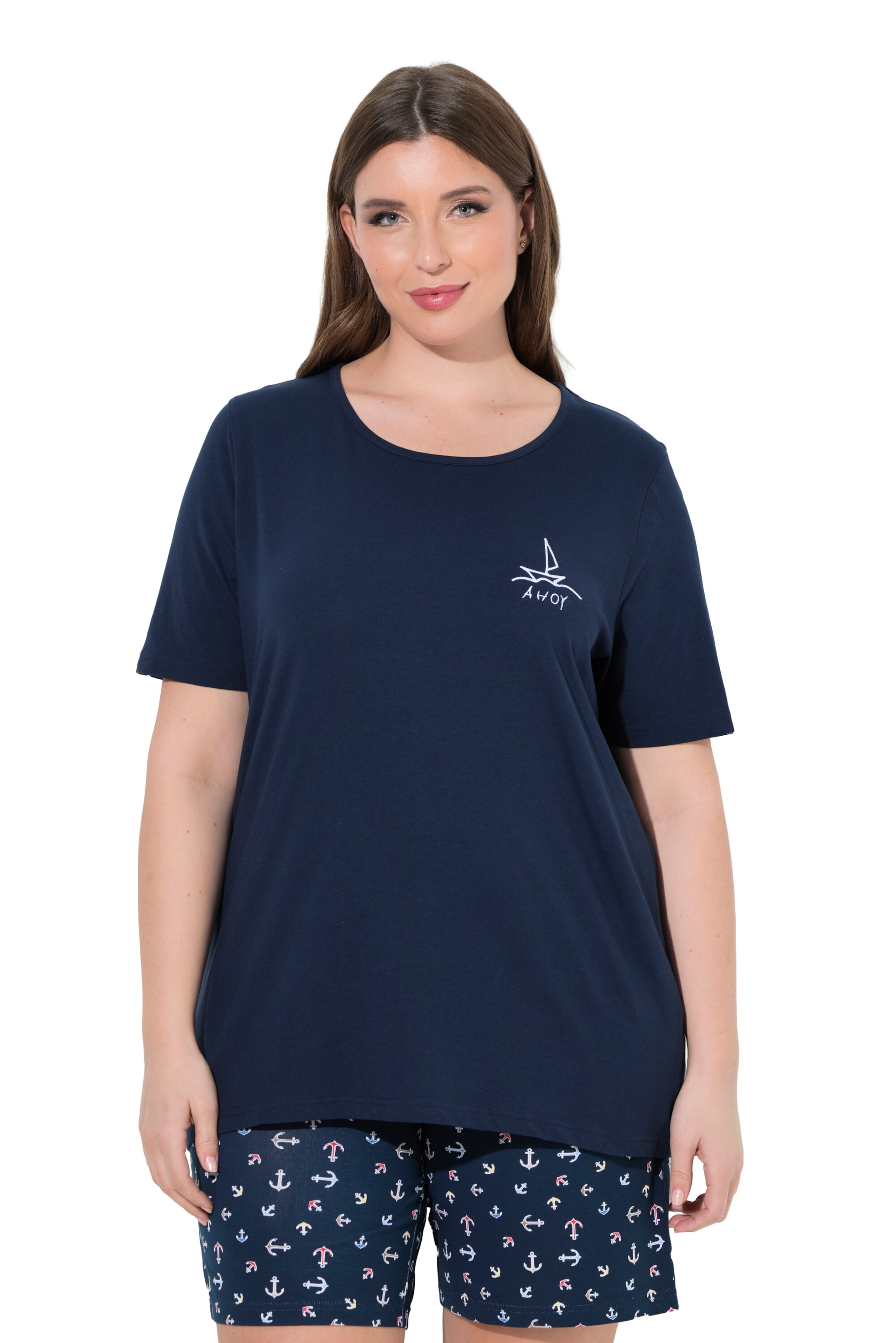 Ulla Popken Schlafshirt in Blau: Vorderseite