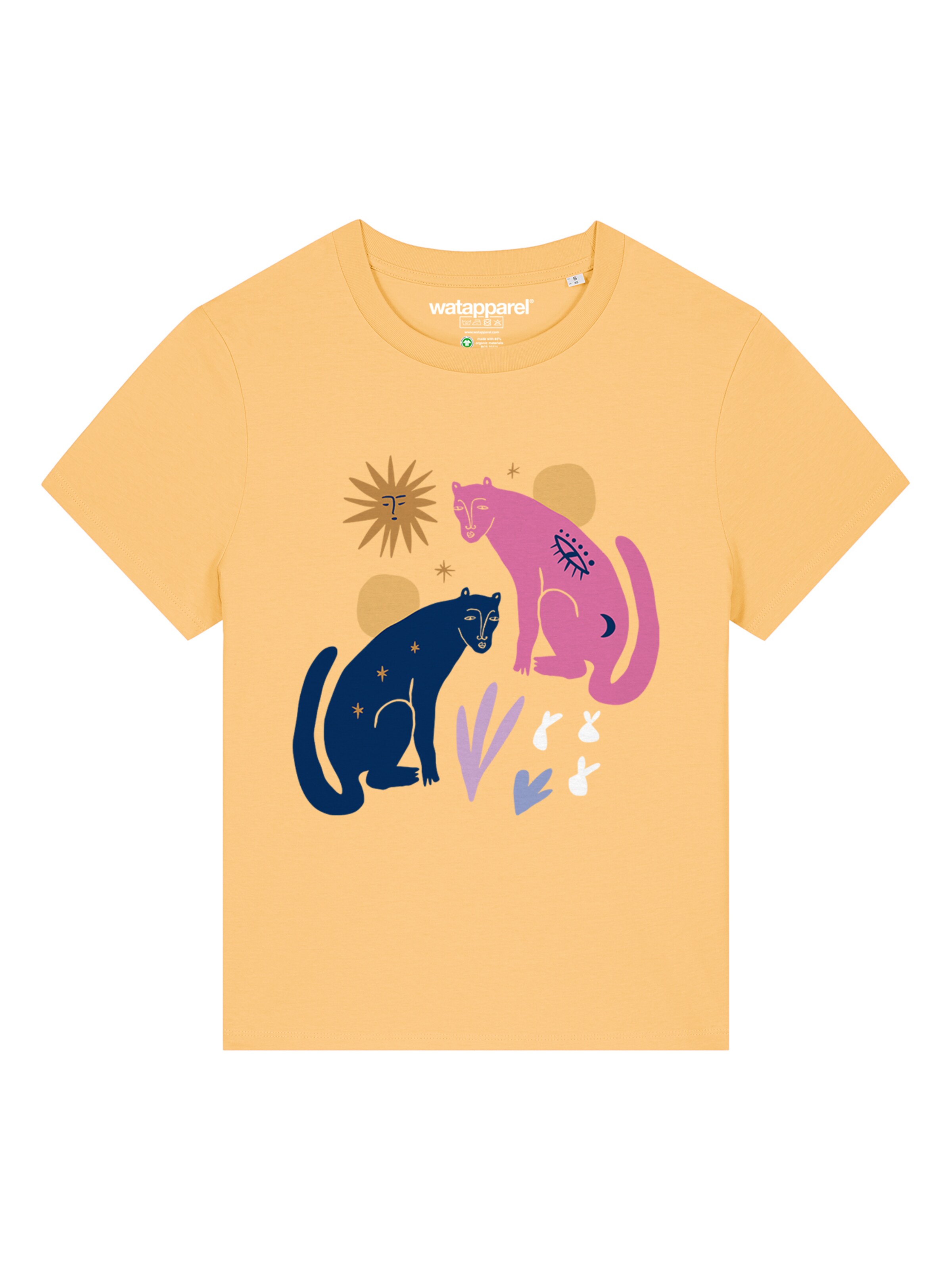 Watapparel T-Shirt 'Love and flex' in Gelb: Vorderseite