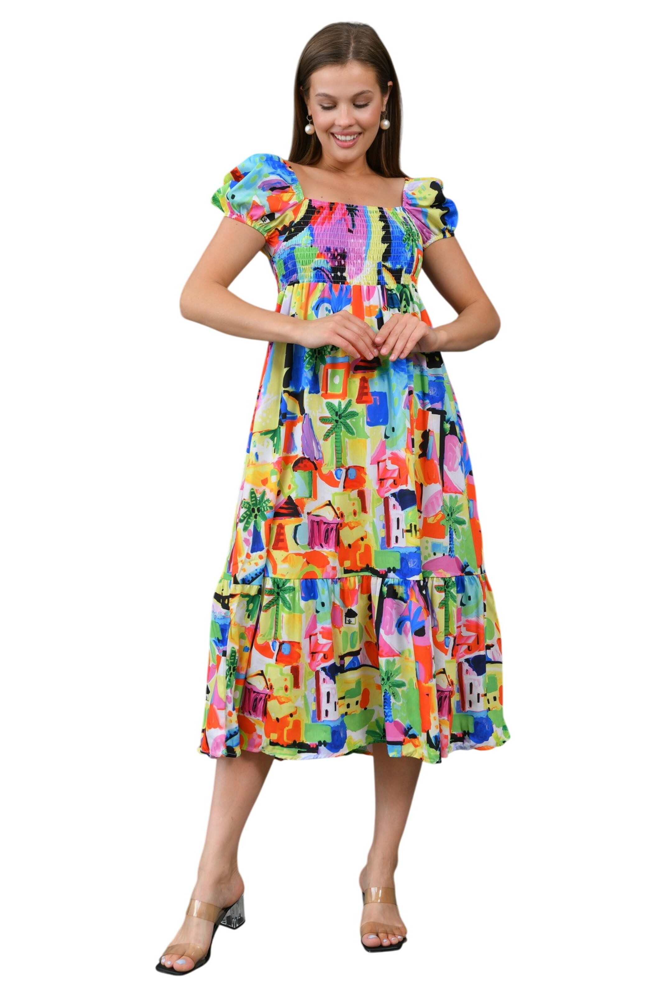 WOMAN VISION Jurk in Gemengde kleuren: voorkant