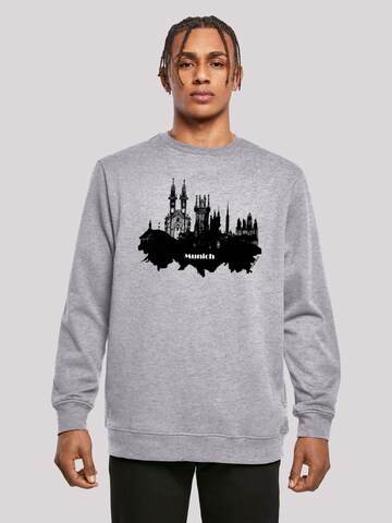 F4NT4STIC Sweatshirt 'Cities Collection - Munich skyline' in Grijs: voorkant