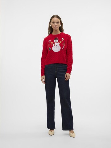VERO MODA Pullover 'SNOWMAN' i rød