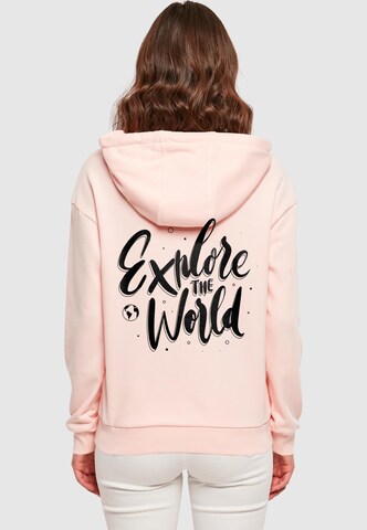 Merchcode Sweatshirt 'Explore The World Everyday' in Pink