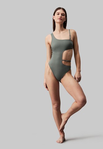 Calvin Klein Swimwear Badpak in Groen: voorkant