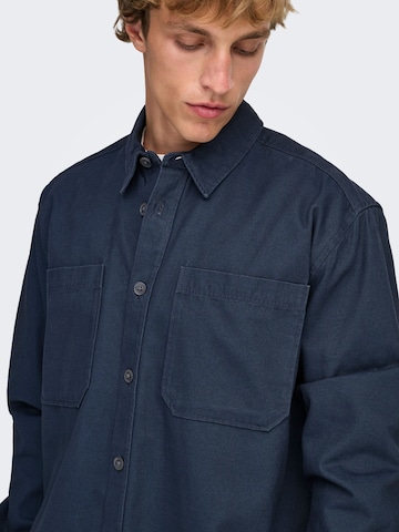 Only & Sons Comfort fit Button Up Shirt 'ONSAlp' in Blue
