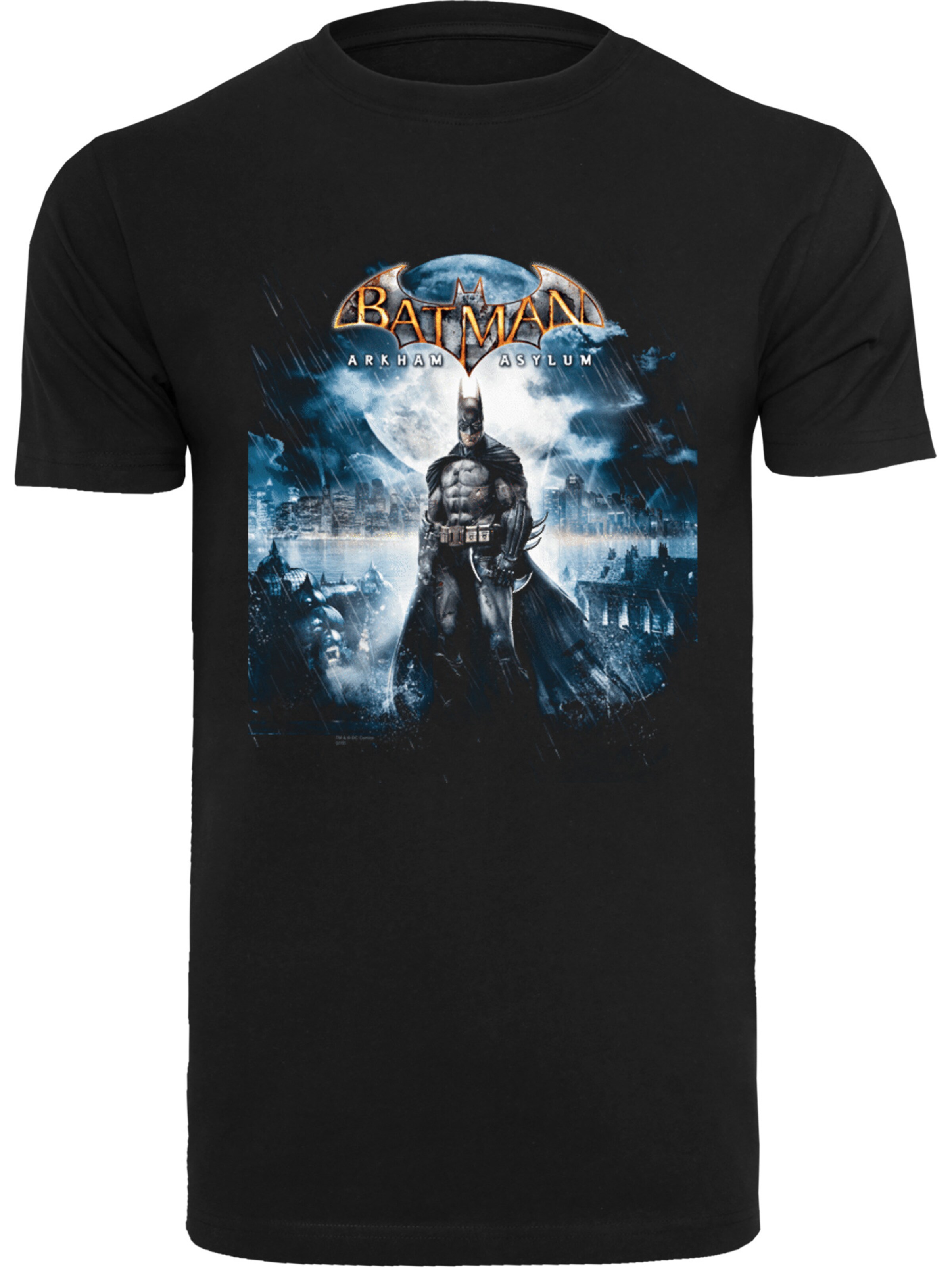 F4NT4STIC Shirt 'DC Comics Superhelden Batman Arkham Asylum Pale Moonlight' in Black: front
