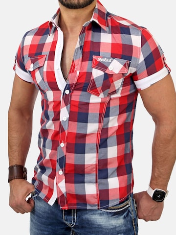 Reslad Slim fit Button Up Shirt 'RS7065' in Red: front