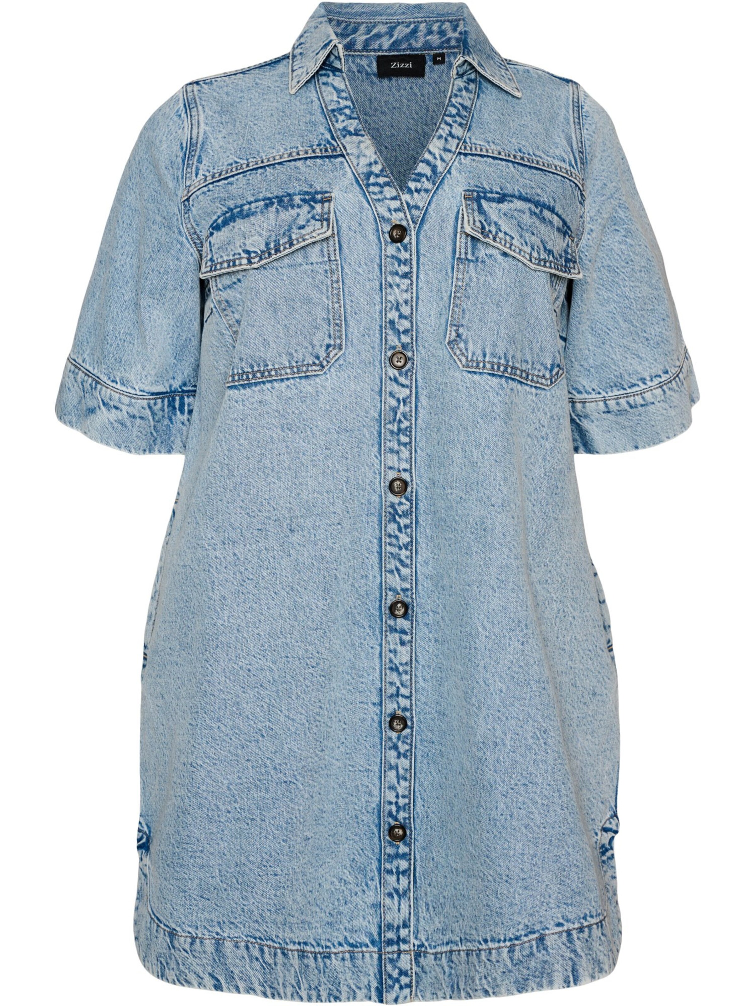 Zizzi Платье-рубашка 'Jtamy' в Синий: спереди