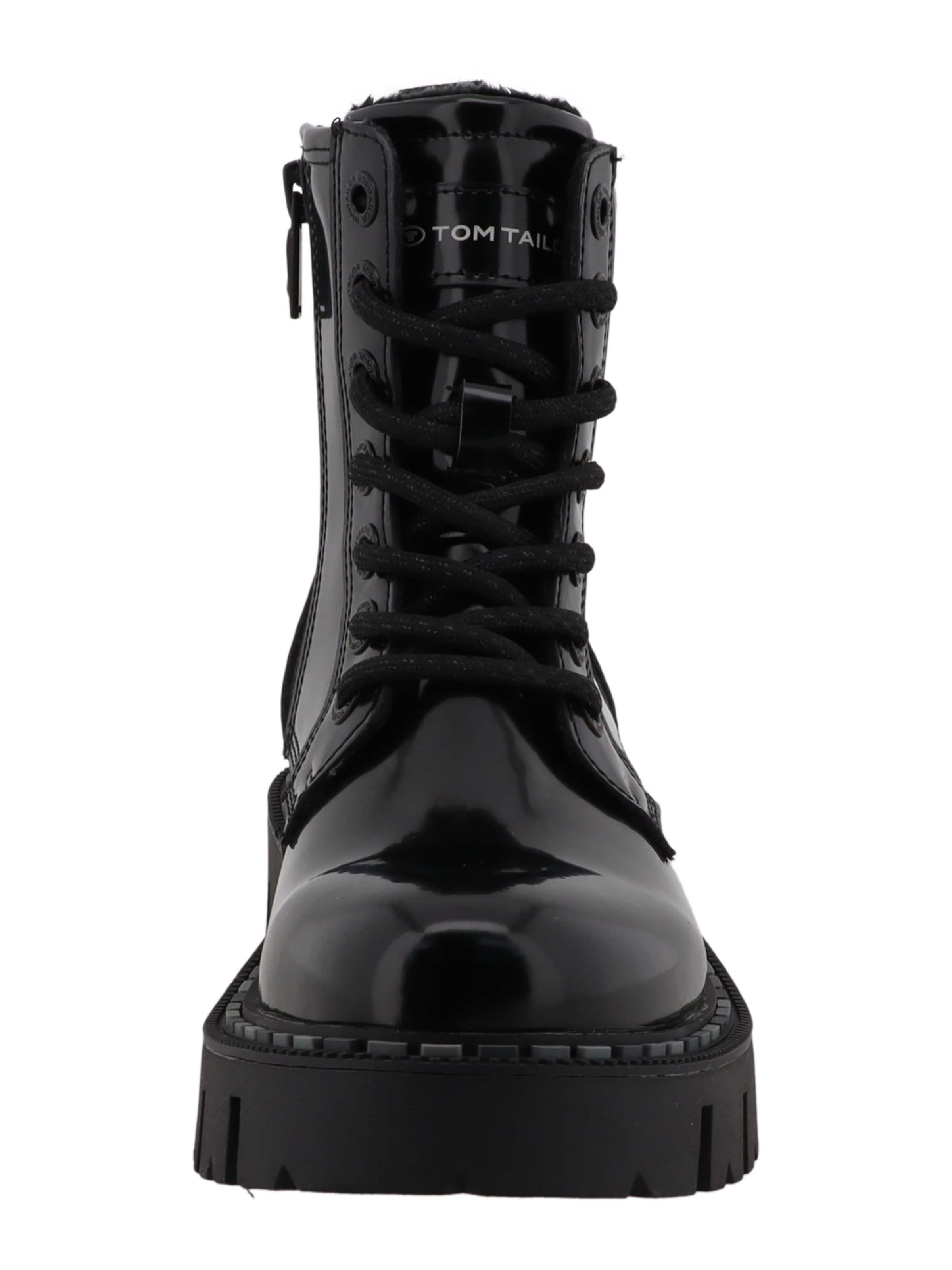 TOM TAILOR Gležnarji z vezalkami | črna barva