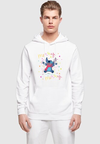 ABSOLUTE CULT Sweatshirt 'Lilo And Stitch - Merry Rainbow' in White: front