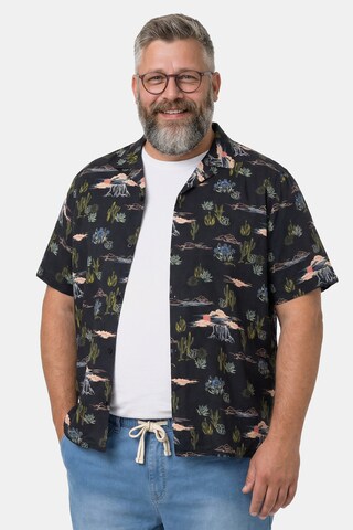 Men Plus Regular Fit Hemd in Schwarz
