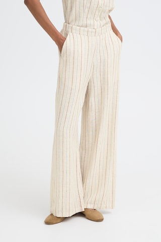 ICHI Wide Leg Bukser i beige: forside